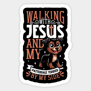 Jesus and dog - Patterdale Terrier Sticker